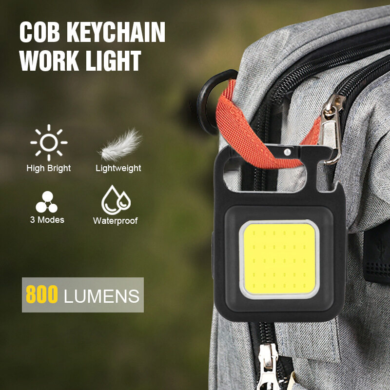 USB Charge Keychain Lights Mini LED Flashlight Repair Work Lights Portable Outdoor Camping Flashlight Torches Emergency Lamps