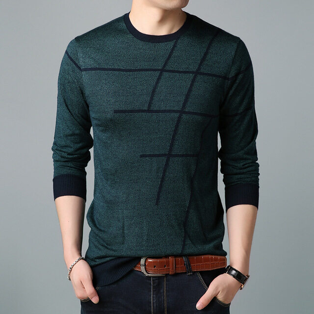 Sweater Men Casual Striped O-Neck Pullover Men Clothes Autumn New Arrivals Plus Size Fashion Design Men Sweaters